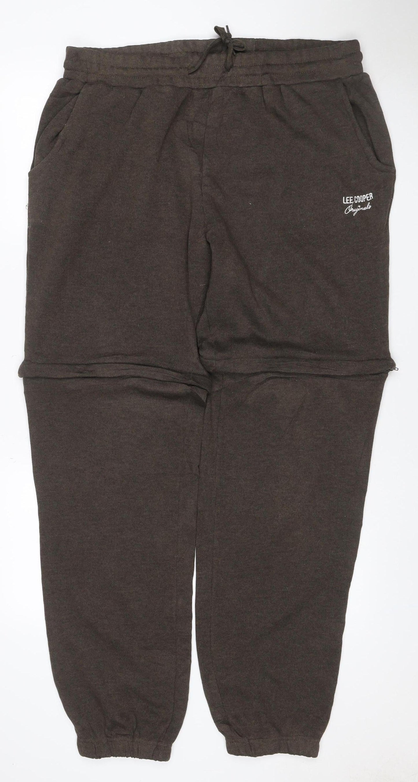 Lee Cooper Men’s Brown 2XL Fleece Jogger Sweatpants Drawstring