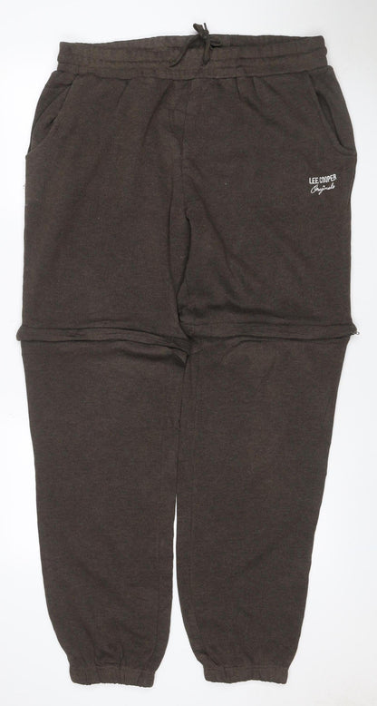 Lee Cooper Men’s Brown 2XL Fleece Jogger Sweatpants Drawstring