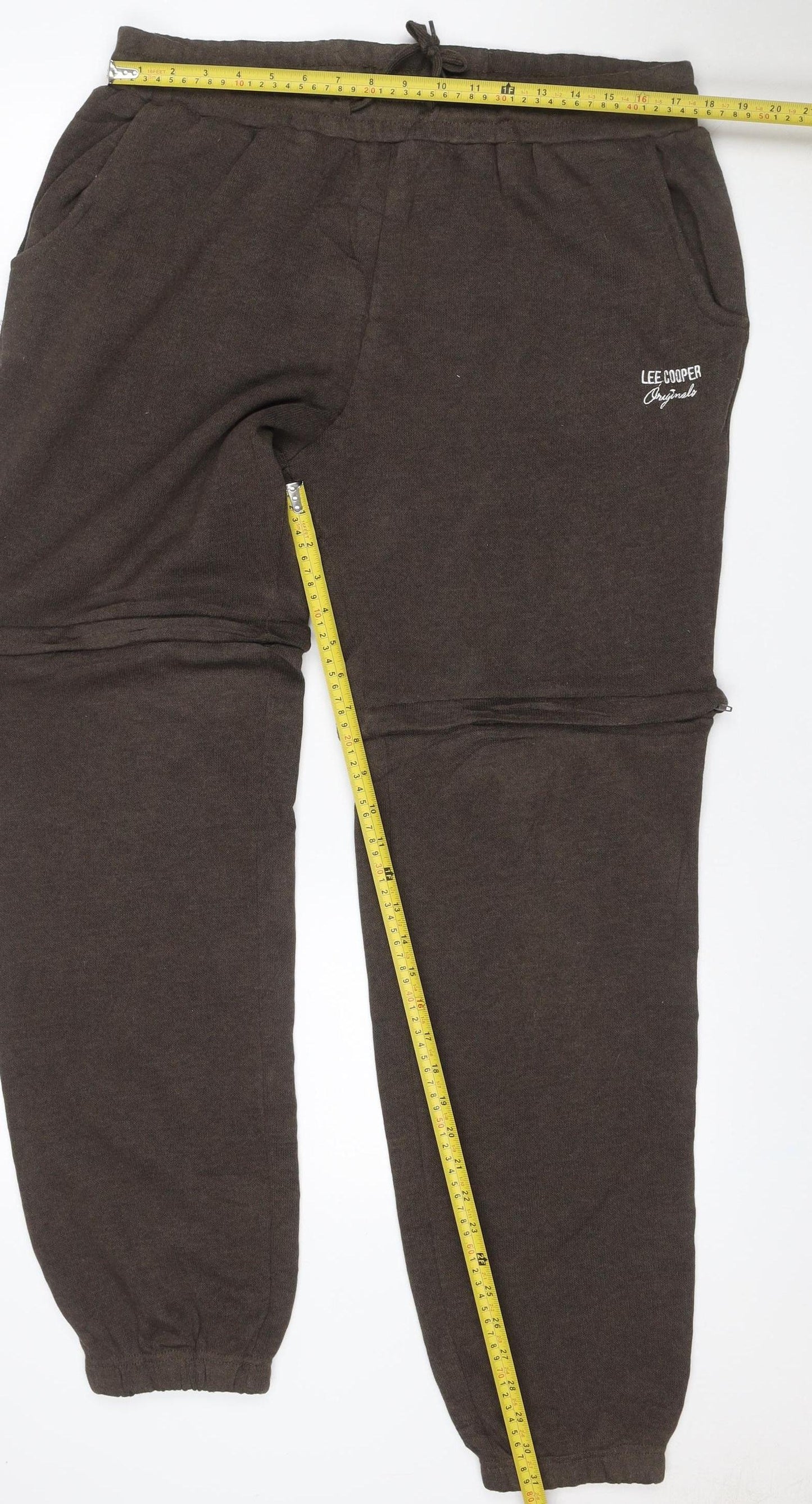 Lee Cooper Men’s Brown 2XL Fleece Jogger Sweatpants Drawstring