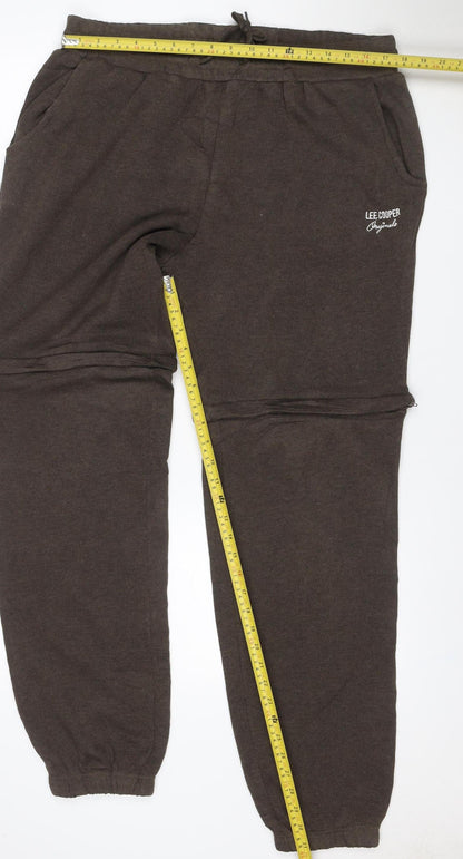 Lee Cooper Men’s Brown 2XL Fleece Jogger Sweatpants Drawstring