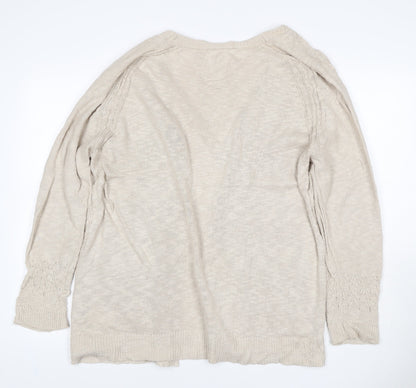Mantaray Women Beige Size 20 Open Knit V-Neck Cotton Cardigan