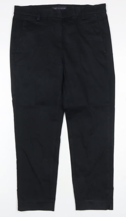Marks and Spencer Women Black UK 10 Short Tailored Straight Trousers