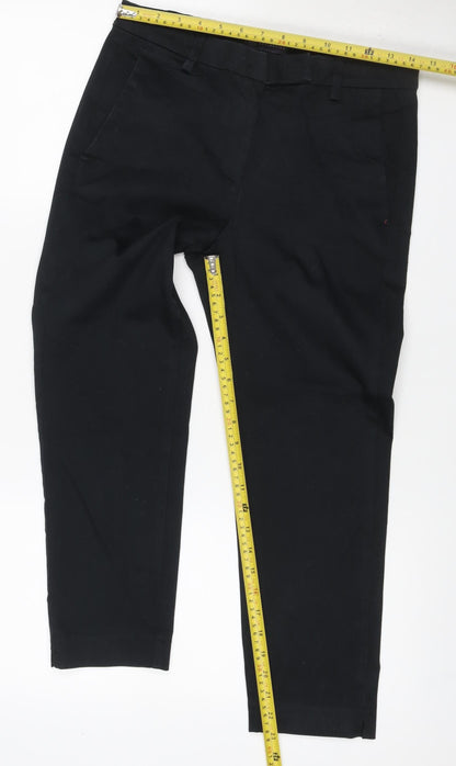 Marks and Spencer Women Black UK 10 Short Tailored Straight Trousers