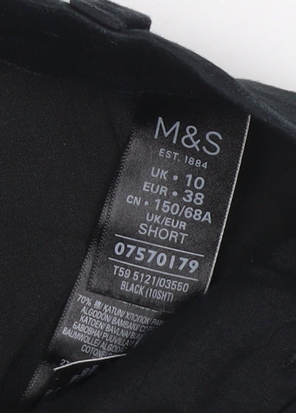 Marks and Spencer Women Black UK 10 Short Tailored Straight Trousers