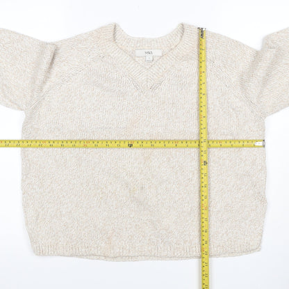 Marks and Spencer Women Ivory S Crew Neck Knit Raglan Jumper