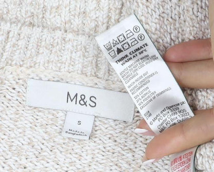 Marks and Spencer Women Ivory S Crew Neck Knit Raglan Jumper