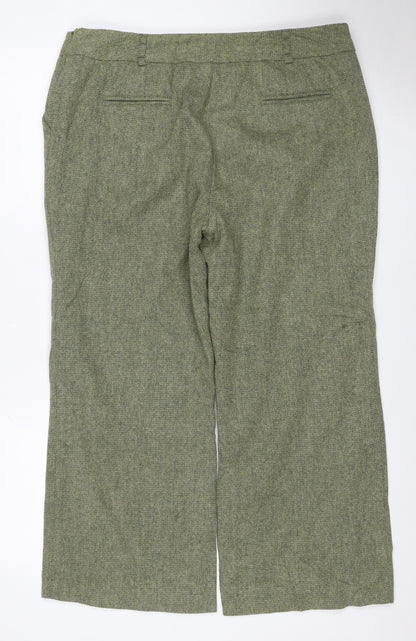 Per Una Speziale Women’s Green Wool Herringbone Trousers UK 18