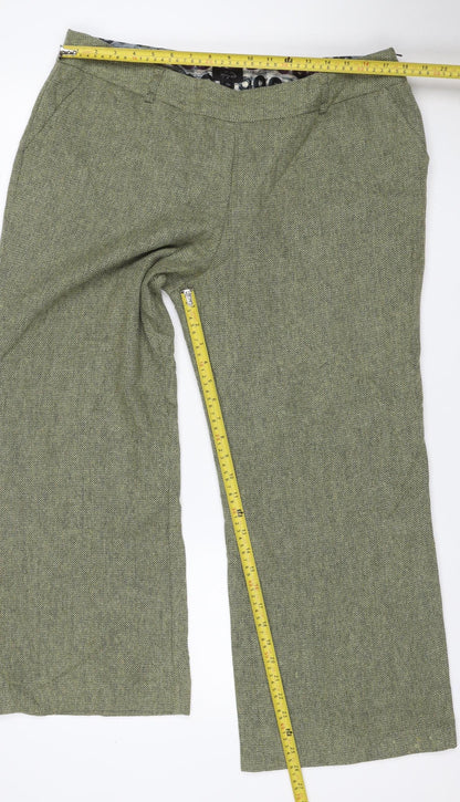 Per Una Speziale Women’s Green Wool Herringbone Trousers UK 18