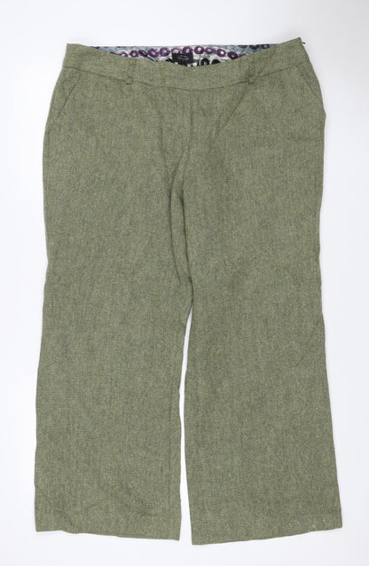 Per Una Speziale Women’s Green Wool Herringbone Trousers UK 18
