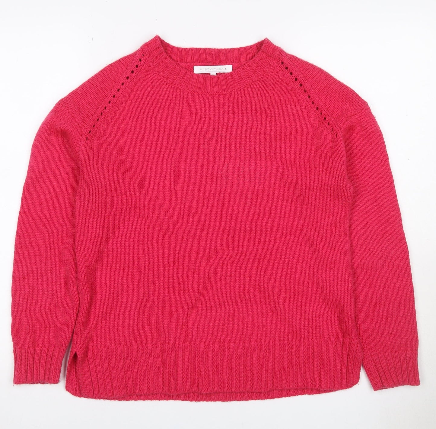 Next Women Pink Size 12 Pullover Crew Neck Raglan Knit Jumper