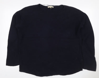 Cashmere Cornwall Women’s Navy Blue Wool Knit Jumper UK 14 Crew Neck