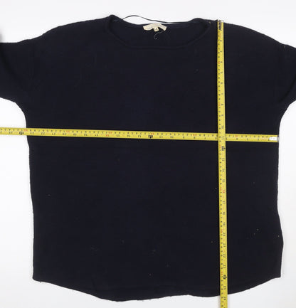 Cashmere Cornwall Women’s Navy Blue Wool Knit Jumper UK 14 Crew Neck