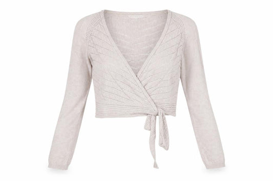 Rocha John Rocha Women Ivory Size 14 Open-Knit Tie Wrap Cardigan