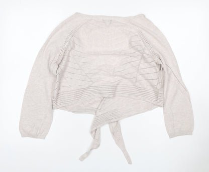 Rocha John Rocha Women Ivory Size 14 Open-Knit Tie Wrap Cardigan