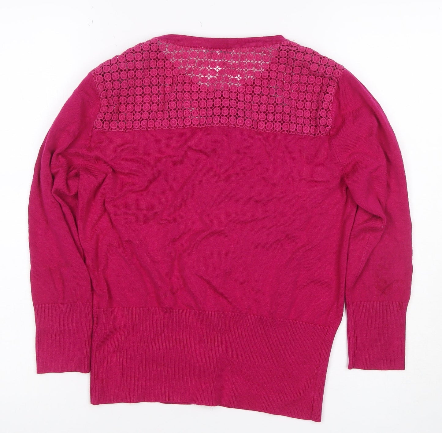 Jasper Conran Women’s Pink Size 14 Crochet Knit Button Cardigan