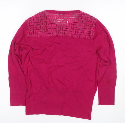 Jasper Conran Women’s Pink Size 14 Crochet Knit Button Cardigan
