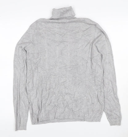 Marks & Spencer Women Grey UK 12 Ribbed Roll Neck Jumper