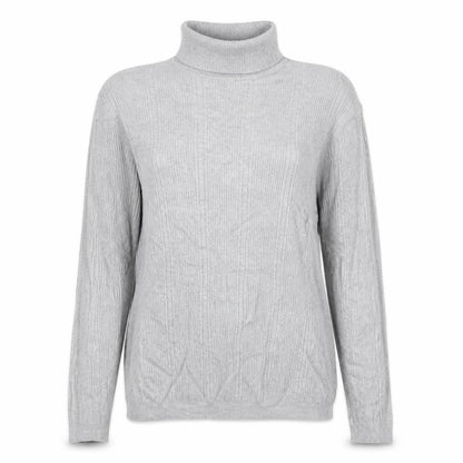 Marks & Spencer Women Grey UK 12 Ribbed Roll Neck Jumper
