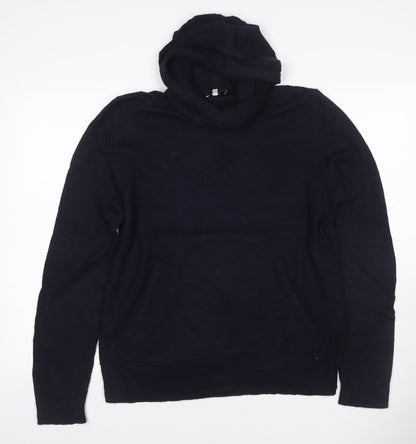 Reiss Men’s Navy Hooded Knit Pullover Jumper Size S Wool Cashmere Blend