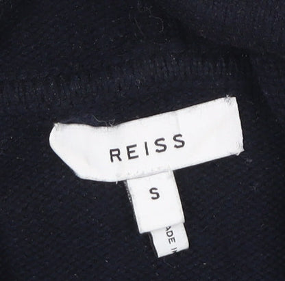 Reiss Men’s Navy Hooded Knit Pullover Jumper Size S Wool Cashmere Blend