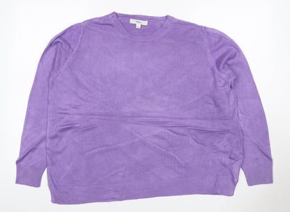 Marks & Spencer Women Purple Cashmere Crew Neck Jumper Size 18