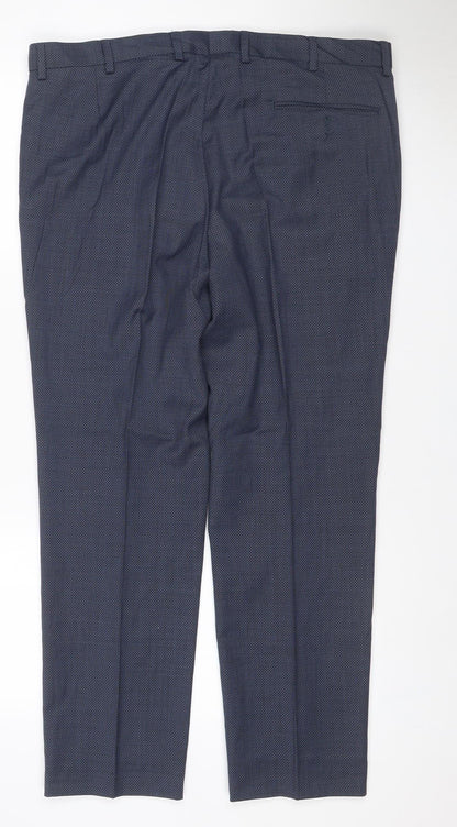 Marks and Spencer Men's Blue 38W 31L Tailored Fit Wool Dress Trousers