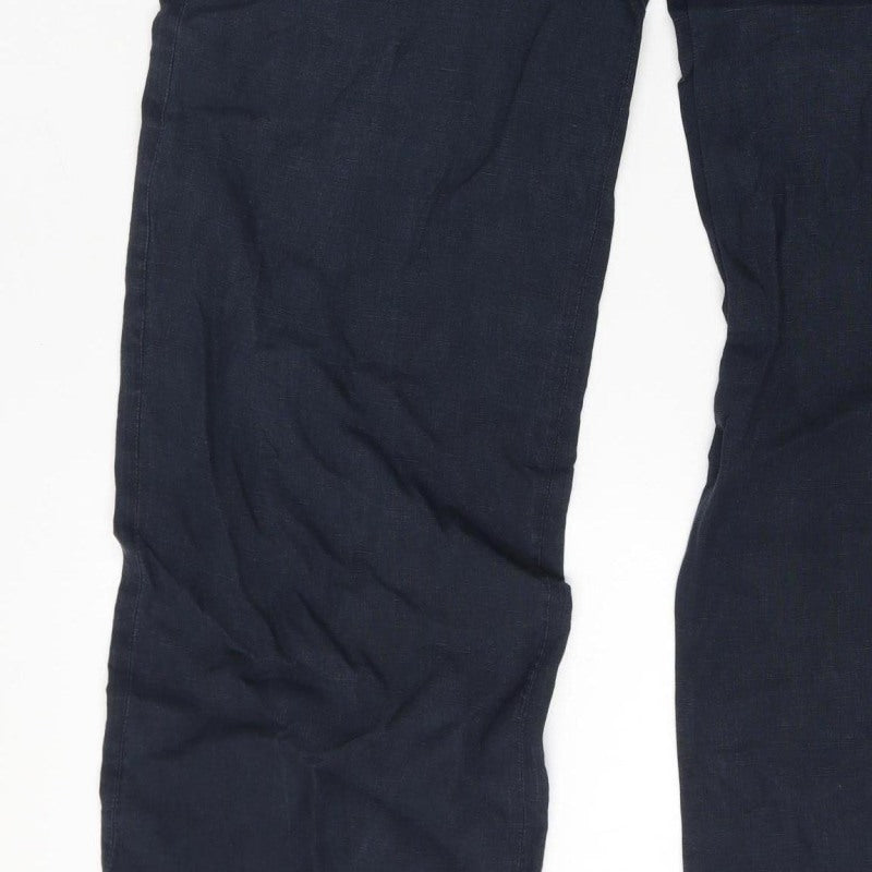 Giorgio Armani Women Waist 28 Blue Wide-Leg Flat Front Trousers