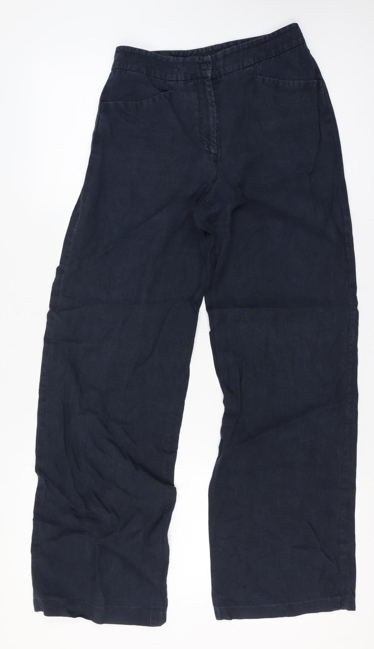Giorgio Armani Women Waist 28 Blue Wide-Leg Flat Front Trousers