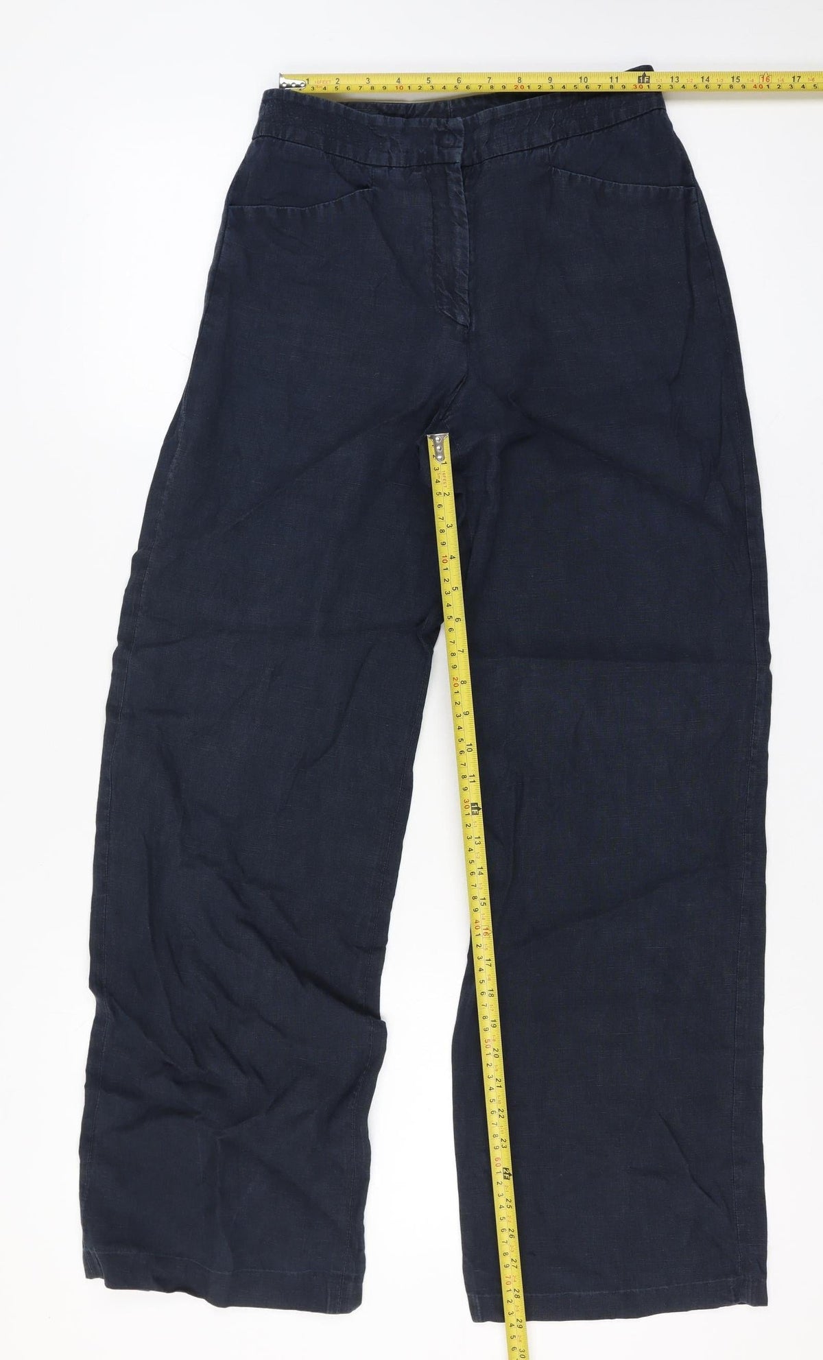 Giorgio Armani Women Waist 28 Blue Wide-Leg Flat Front Trousers