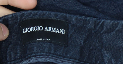 Giorgio Armani Women Waist 28 Blue Wide-Leg Flat Front Trousers