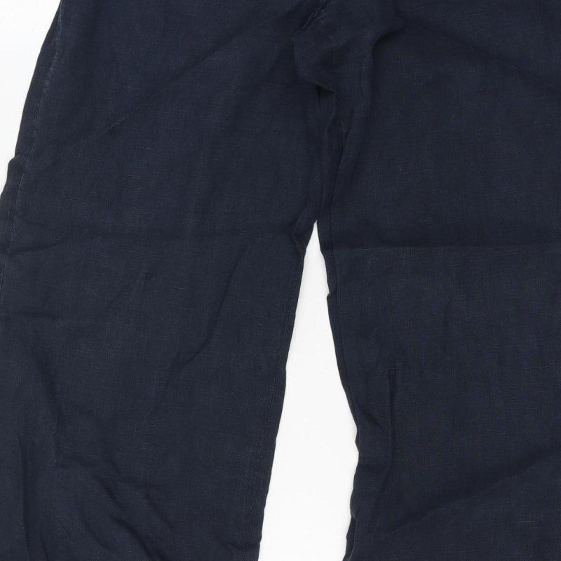 Giorgio Armani Women Waist 28 Blue Wide-Leg Flat Front Trousers