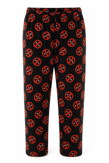 Marvel Men Black XL Deadpool Fleece Pyjama Pants Superhero