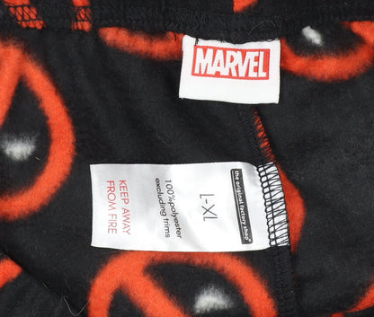 Marvel Men Black XL Deadpool Fleece Pyjama Pants Superhero