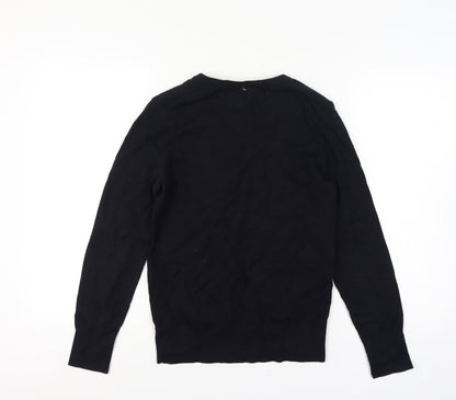 Tommy Hilfiger Men’s XS Black V-Neck Logo Cotton Blend Pullover Jumper
