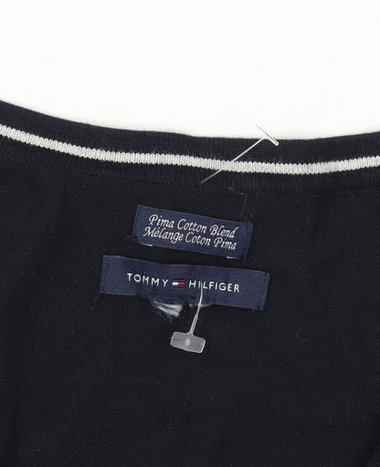 Tommy Hilfiger Men’s XS Black V-Neck Logo Cotton Blend Pullover Jumper