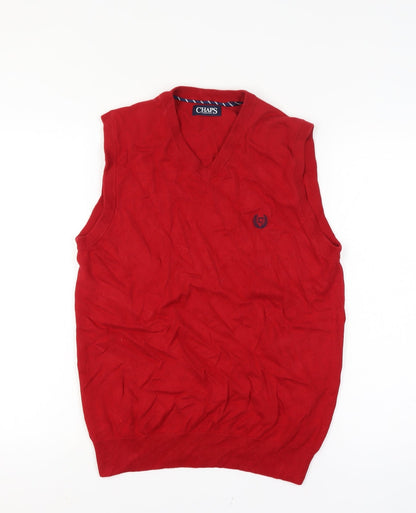 Chaps Men’s Red Size S Cotton V-Neck Logo Knit Sweater Vest