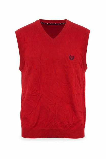 Chaps Men’s Red Size S Cotton V-Neck Logo Knit Sweater Vest