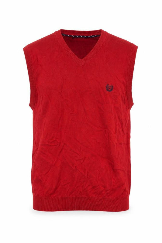 Chaps Men’s Red Size S Cotton V-Neck Logo Knit Sweater Vest
