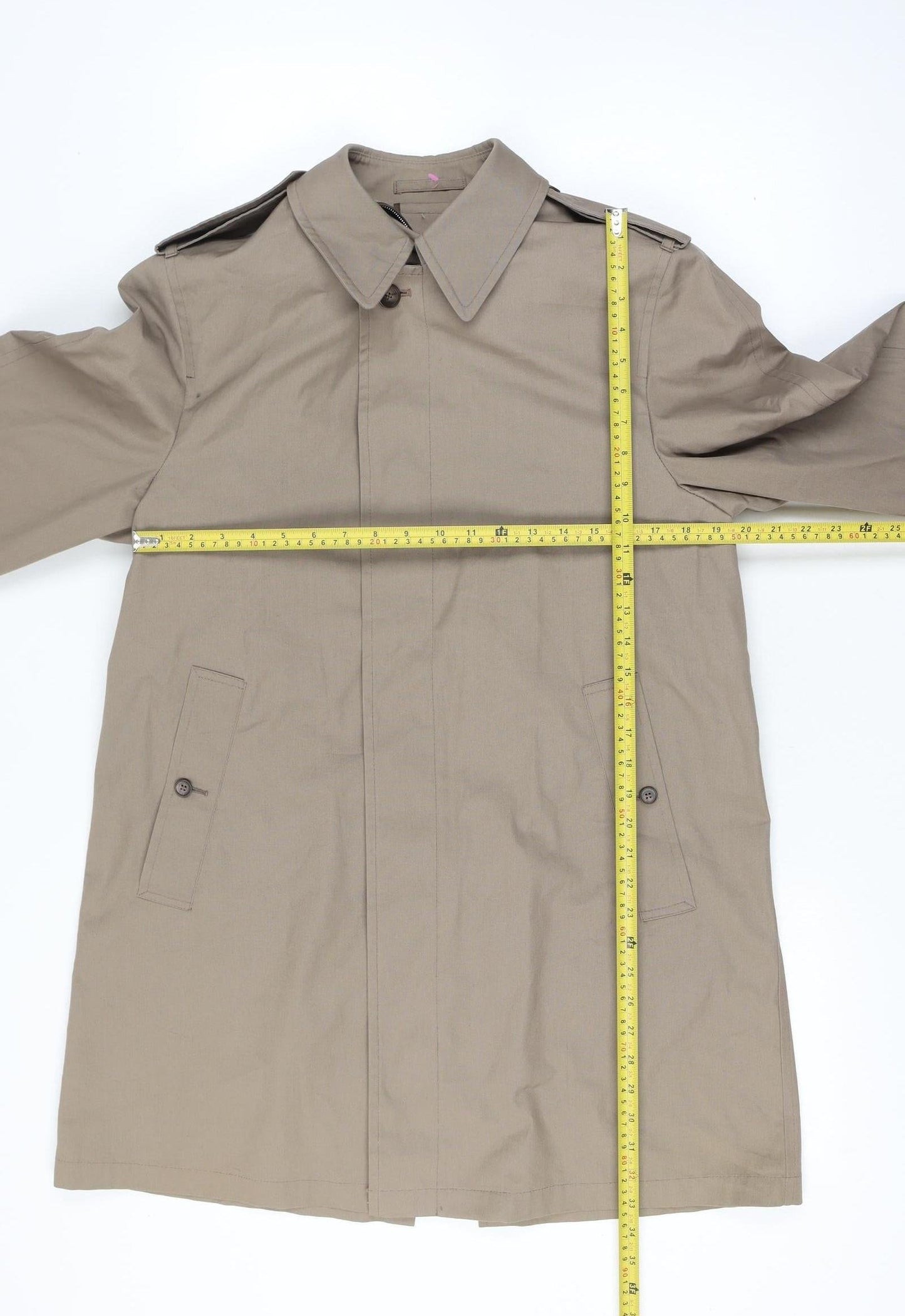 London Fog Men’s Beige 38 Regular Trench Coat Long Classic