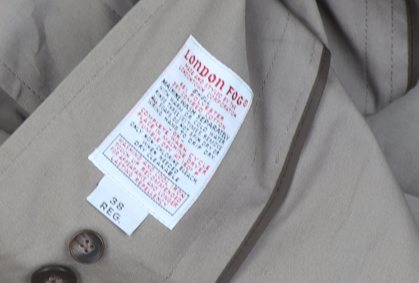 London Fog Men’s Beige 38 Regular Trench Coat Long Classic