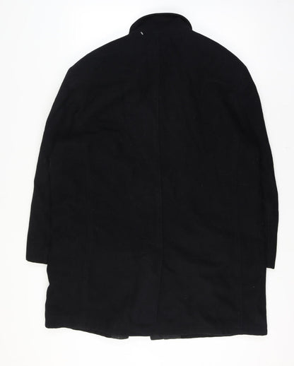 Nautica Men’s Chest 46 Black Mid-Length Stand Collar Button Overcoat Lined