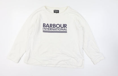 Barbour Women’s White Size 18 Logo Pullover Sweatshirt Crew Neck
