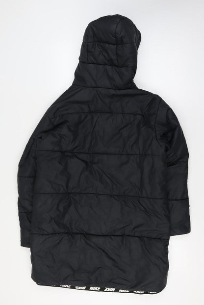 Nike Men’s Black Large Long Hooded Puffer Jacket Logo