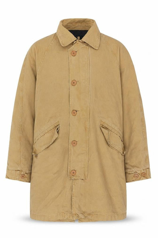 Cala Furla 1962 Men’s XL Beige Mid-Length Buttoned Lined Overcoat