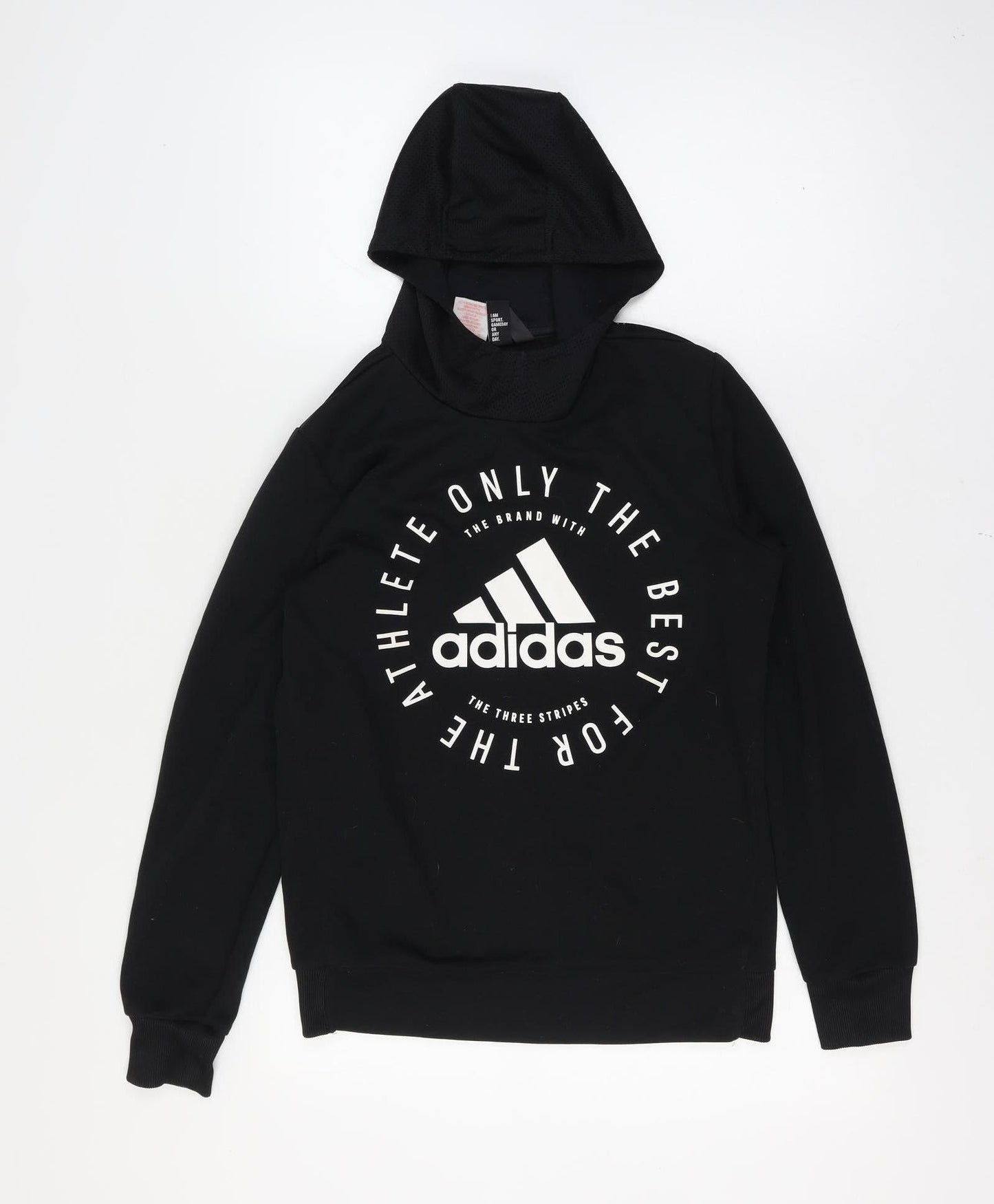 adidas Boys Black Logo 15-16 Years Graphic Pullover Hoodie