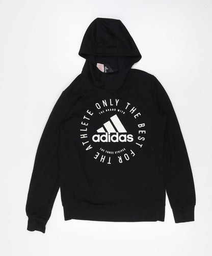 adidas Boys Black Logo 15-16 Years Graphic Pullover Hoodie