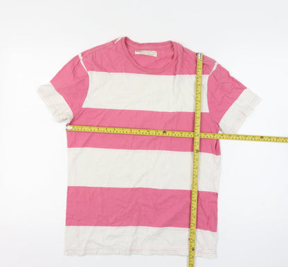 Levi's Mens Pink White Striped Slim Fit Cotton T-Shirt M