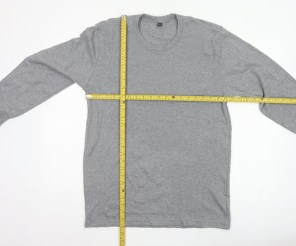 Marks & Spencer Men Grey L Long Sleeve Crew Neck Cotton Blend Top