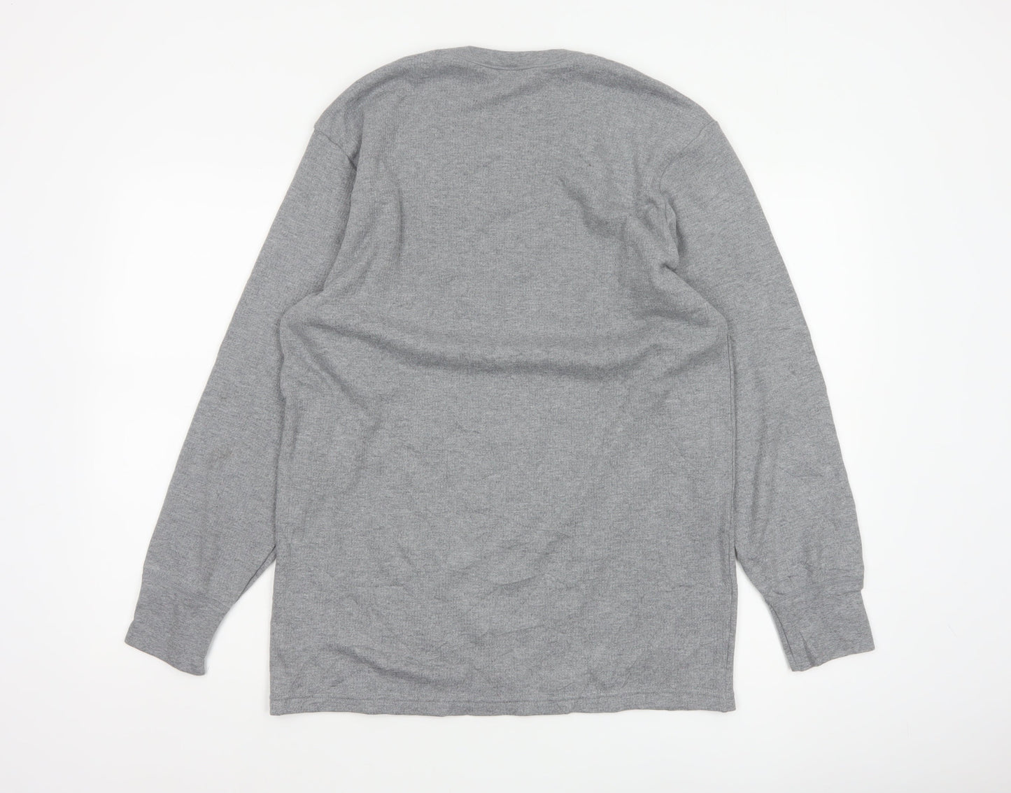 Marks & Spencer Men Grey L Long Sleeve Crew Neck Cotton Blend Top