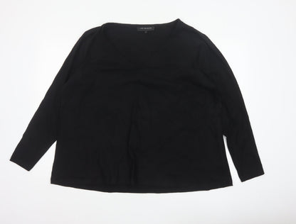 Live Unlimited Women's Black Size 20 Basic V-Neck Long Sleeve Cotton Top